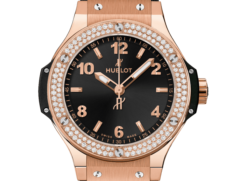 Hublot Big Bang Original Gold Diamonds 38mm — Matte Black Dial